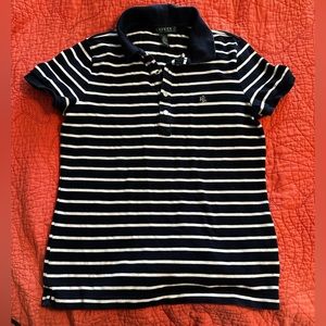 Cute Navy blue striped Ralph Lauren polo with silver buttons size small used